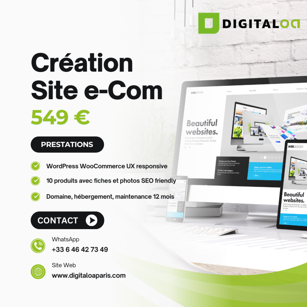 création site one page wordpress pas cher agence digitaloa paris france maroc