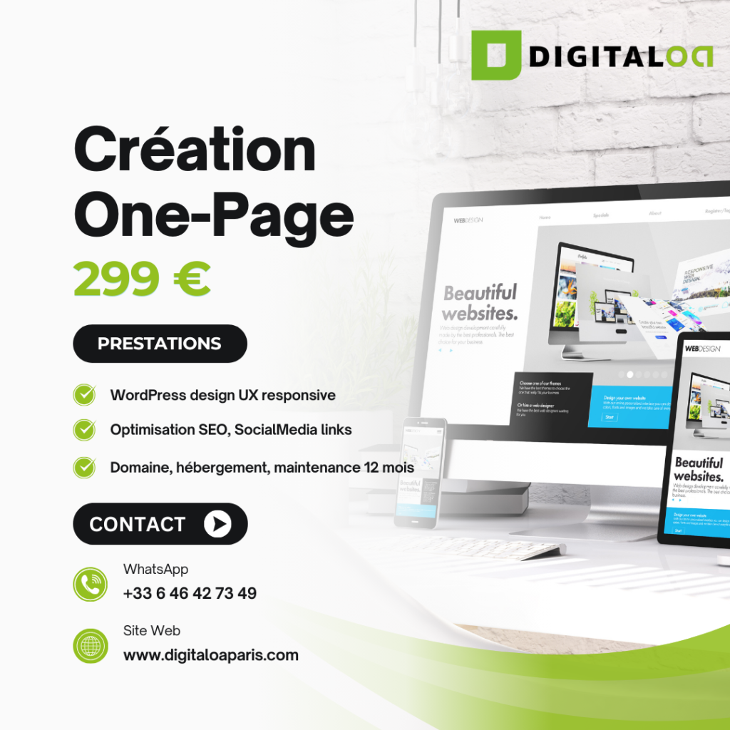 création site e commerce wordpress pas cher agence digitaloa paris france maroc