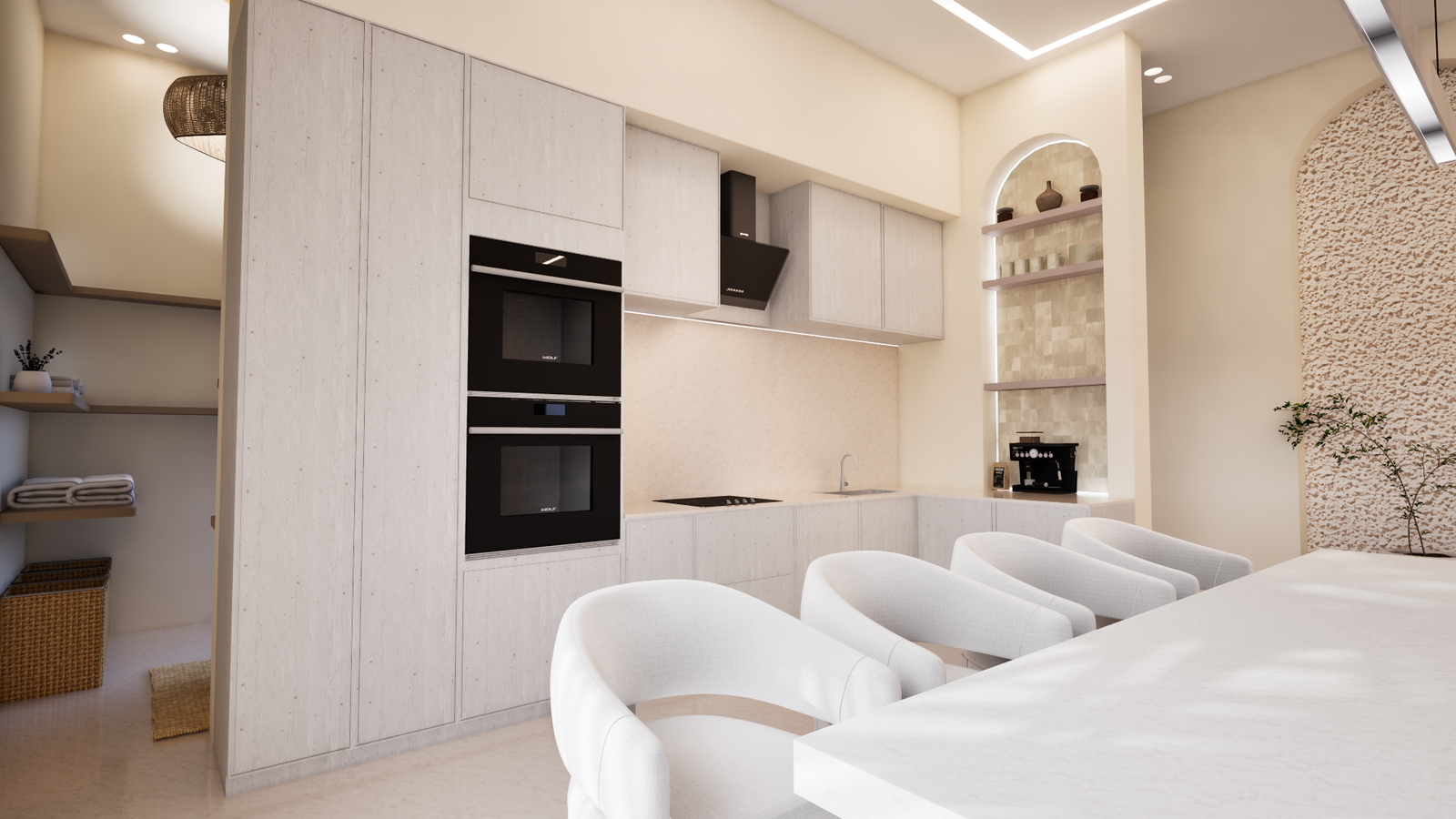 ✨ Cuisine moderne en 3D – élégance, douceur et design premium.Grâce au rendu 3D photoréaliste signé Digitaloa, ce projet révèle un espace lumineux, épuré et parfaitement harmonisé : matériaux clairs, lignes minimalistes et ambiance chaleureuse.