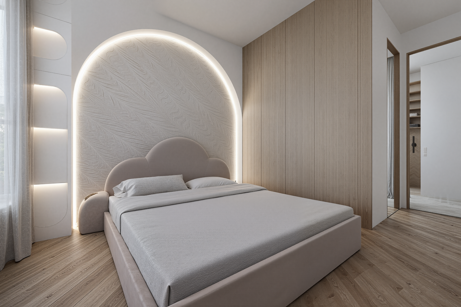 Un univers doux et minimaliste pensé comme un cocon de sérénité.L’architecture intérieure mise sur la pureté des lignes, la chaleur des matières naturelles et une lumière subtile pour créer une atmosphère apaisante et élégante. 🤍