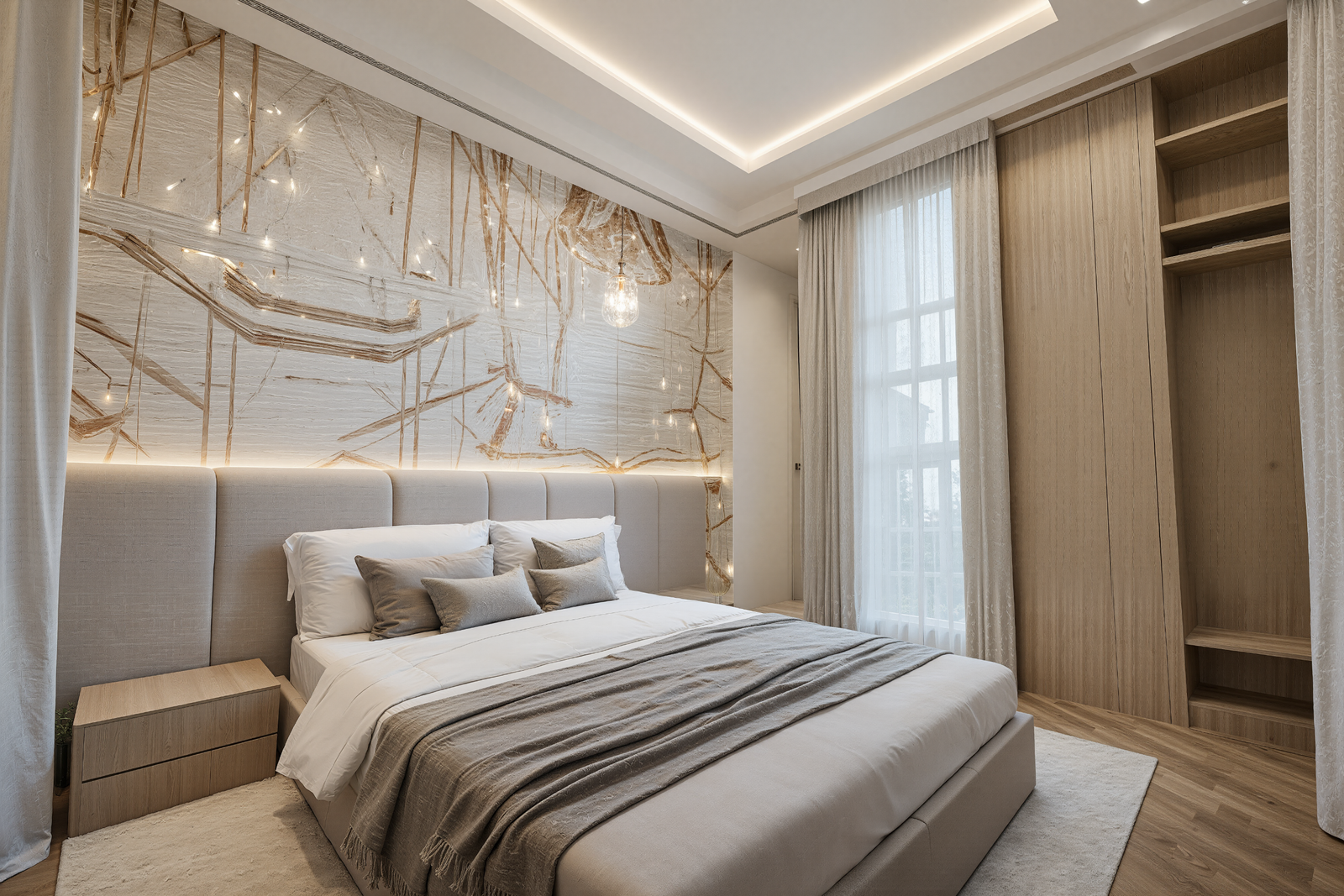 Un espace pensé pour offrir à chaque invité un confort raffiné et une atmosphère apaisante.Matières naturelles, tonalités douces et jeux de lumière subtils composent une chambre élégante, chaleureuse et intemporelle. 🤍