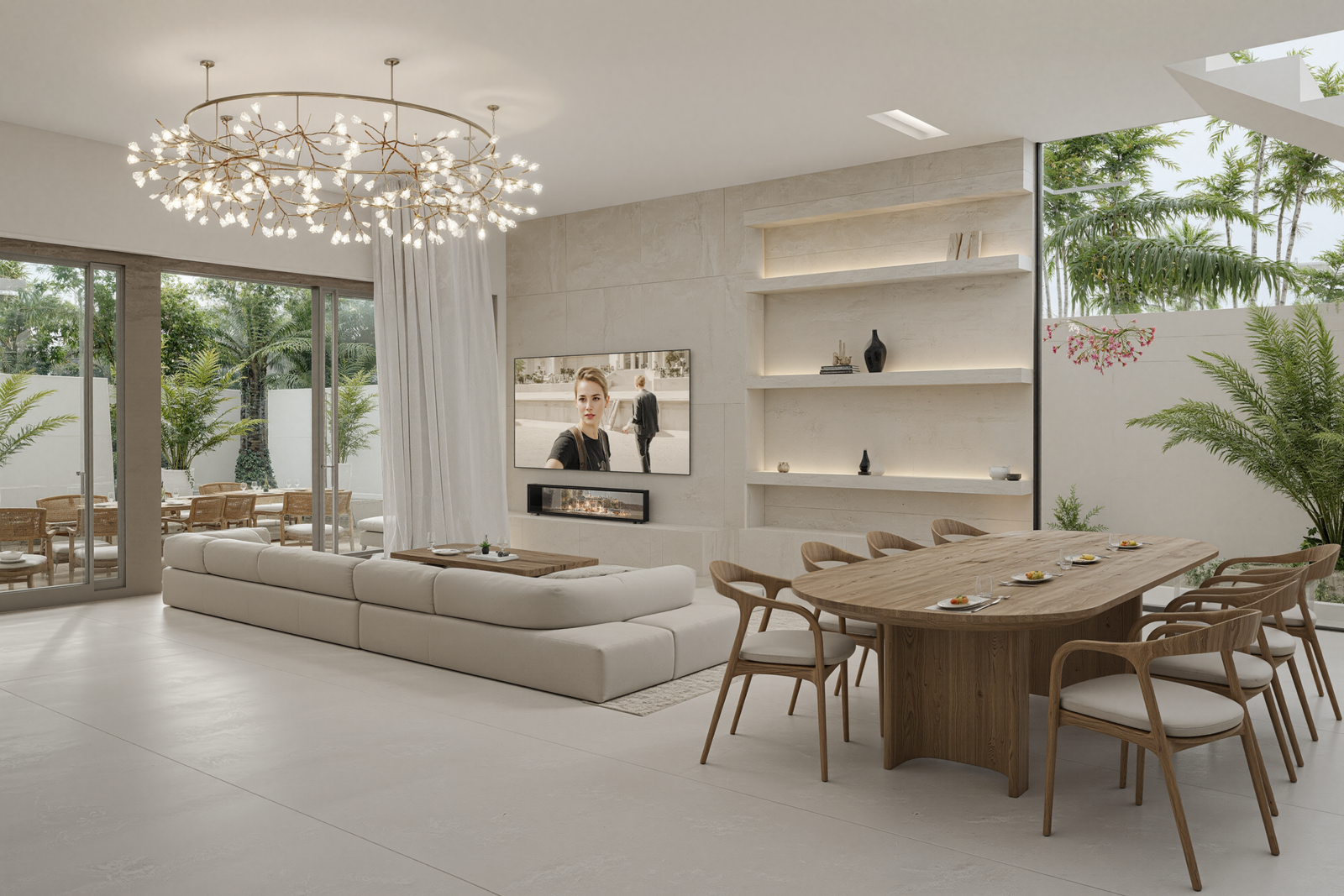 Un espace de vie pensé comme un lieu de partage, entre élégance contemporaine et douceur naturelle. Les volumes généreux, les matières chaleureuses et l’ouverture sur l’extérieur créent une atmosphère lumineuse, conviviale et raffinée. 🤍🌿