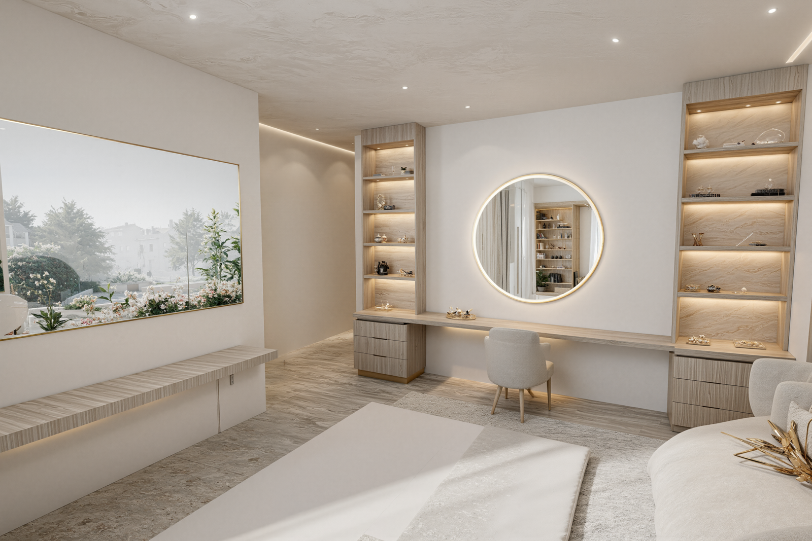 Un espace doux et lumineux pensé comme un véritable cocon, entre élégance contemporaine et poésie du détail. Les tonalités apaisantes, les matières naturelles et le mobilier sur mesure créent une atmosphère raffinée, confortable et pleine de délicatesse. 🤍🌿