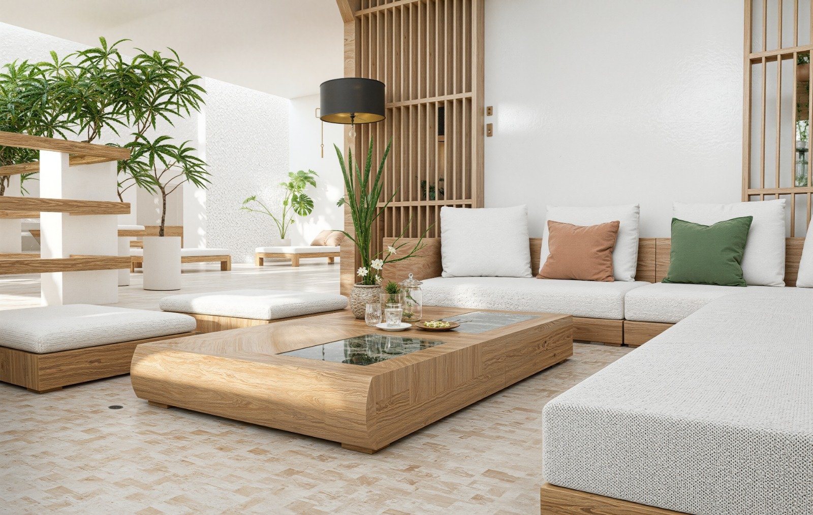 Un rooftop pensé comme un lieu de vie à ciel ouvert, où architecture et nature se rencontrent pour créer une atmosphère apaisante et conviviale. Les lignes épurées, les matières minérales et les touches végétales composent un espace lumineux, propice à la détente et au partage. 🌿