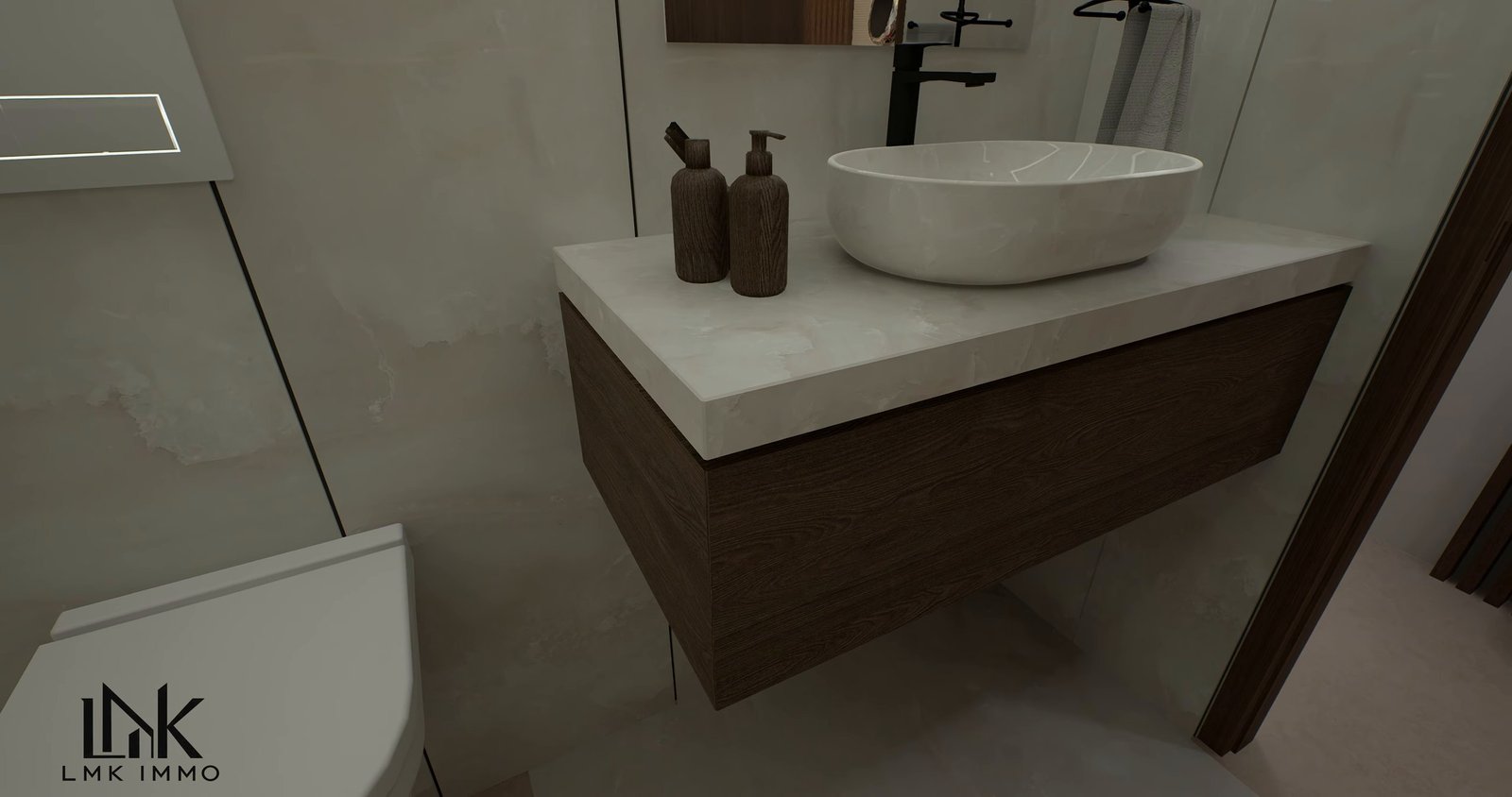 Appartement témoin T4 — salle de bains avec vasque