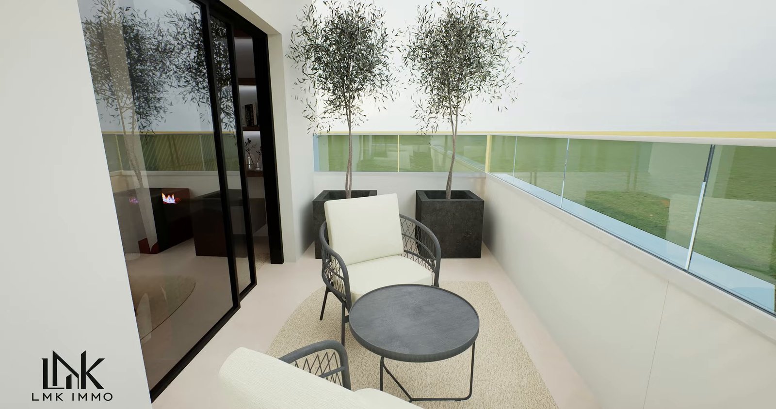 Appartement témoin T4 — terrasse avec salon extérieur