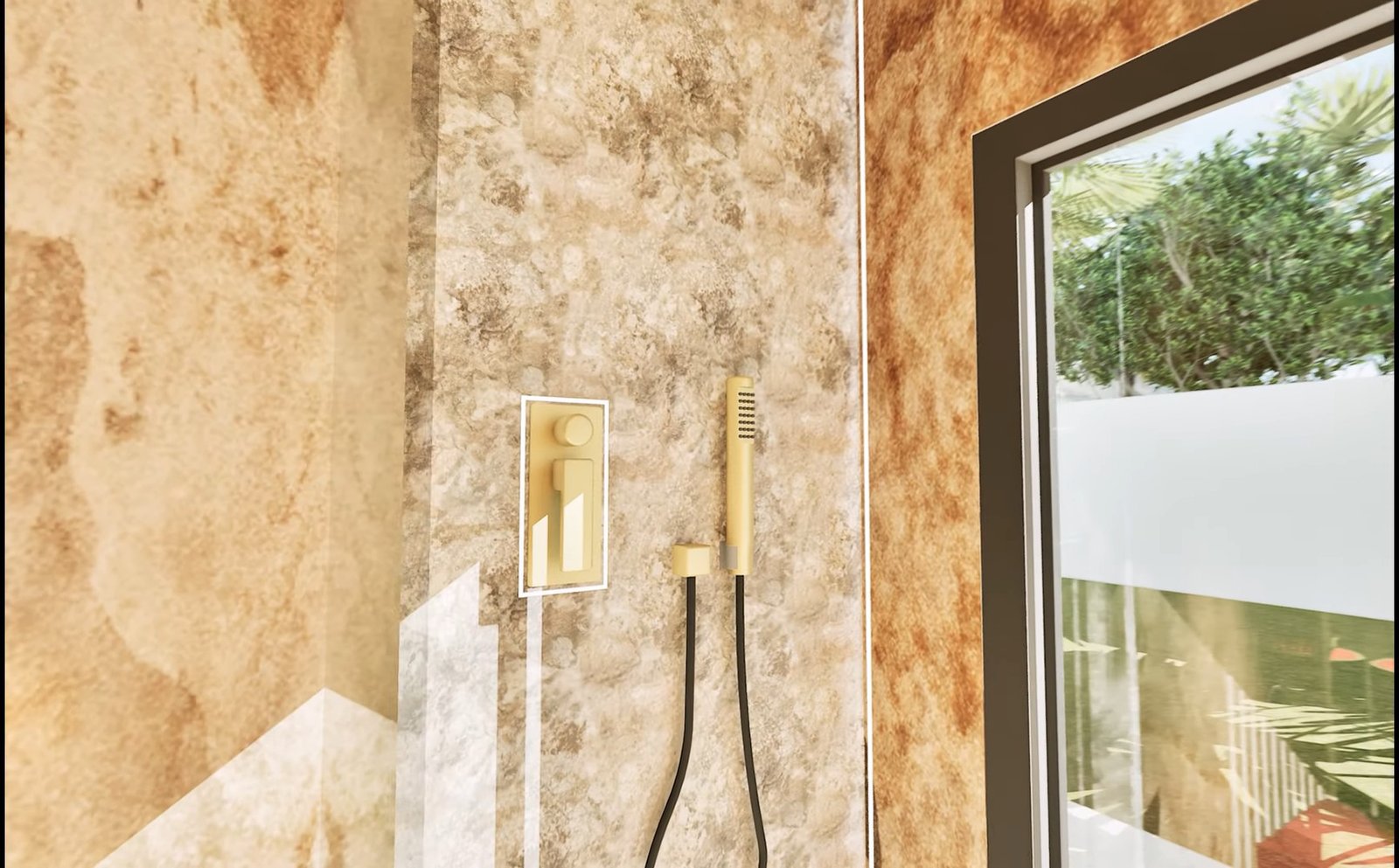 Villa A&S — douche et ouverture vers le jardin